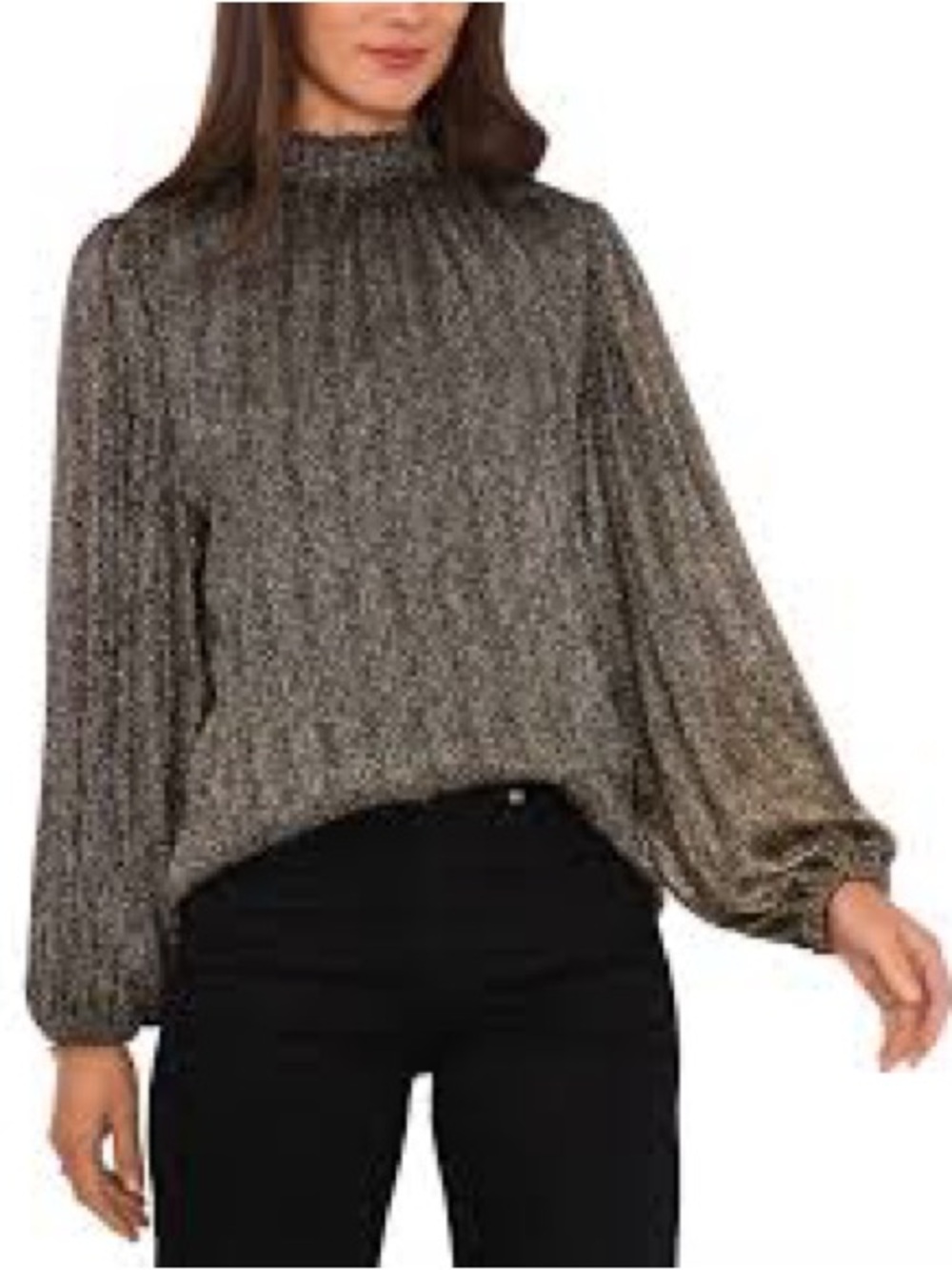 ✨ Vince Camuto Gold Sparkle & Shine Metallic Puff Sleeve Top ✨